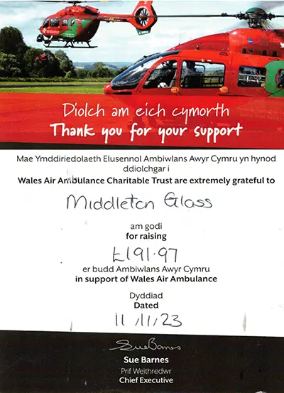 2023 Air Ambulance collection from Middleton Glass Ltd.,